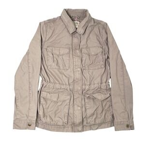 Old Navy Womens Medium Utility Field Jacket Taupe Brown Cotton Military Safari